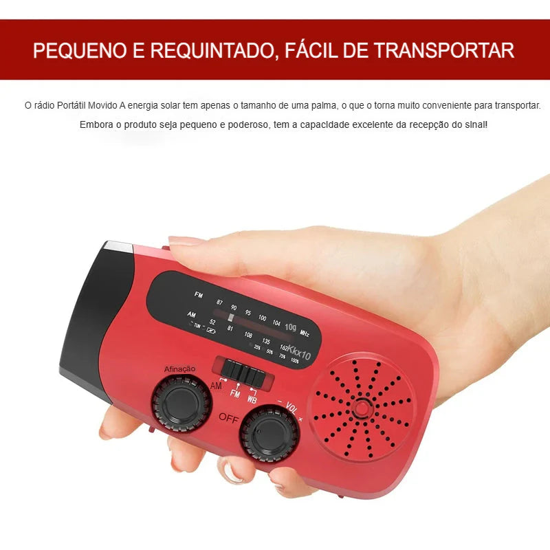 Rádio de Emergência Solar + Manivela "VITALINK"