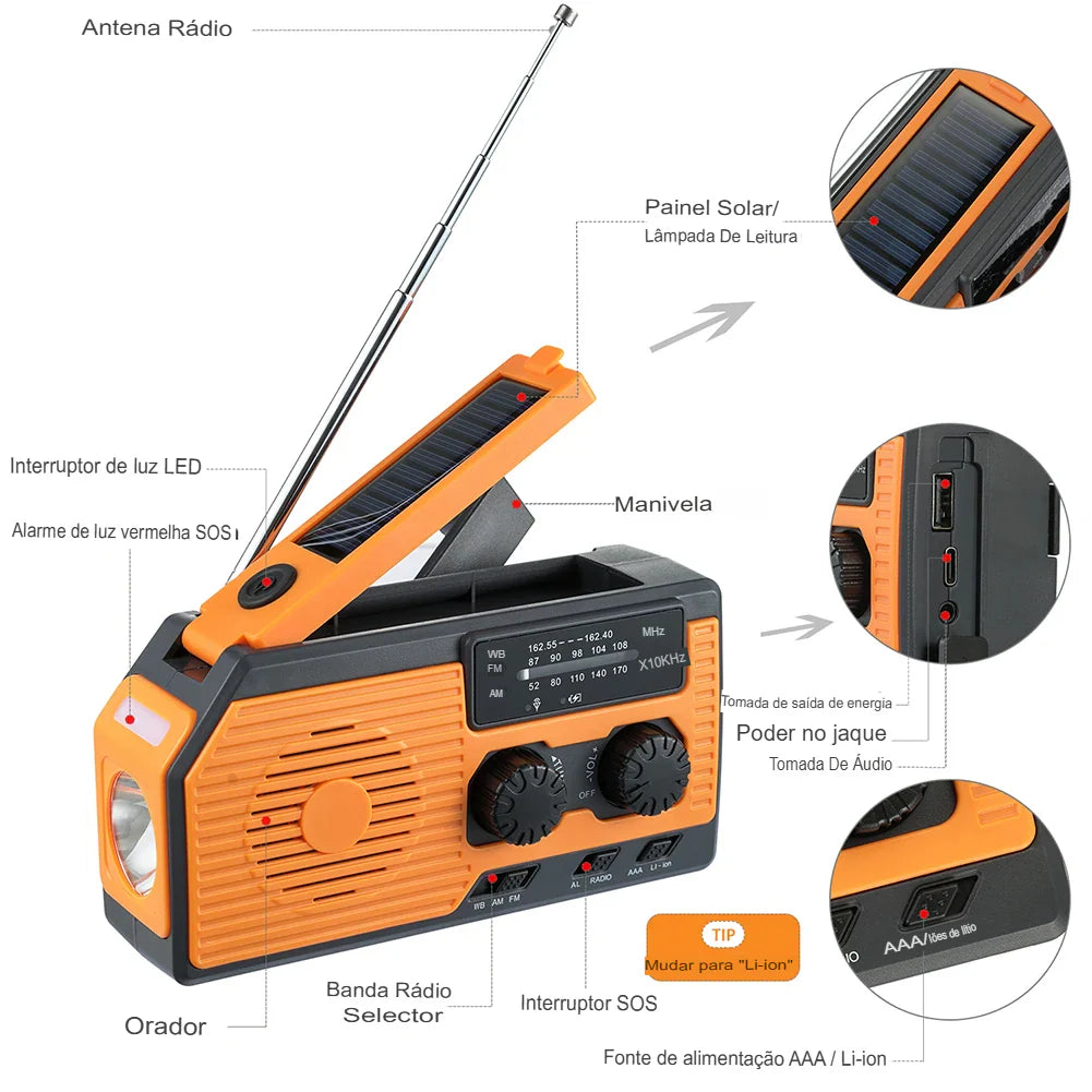 Rádio Portátil amfm de Emergência AlertMax Pro