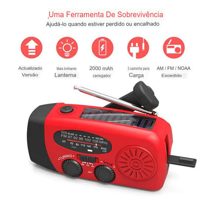 Rádio de Emergência Solar + Manivela "VITALINK"