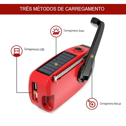 Rádio de Emergência Solar + Manivela "VITALINK"