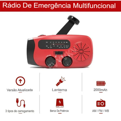 Rádio de Emergência Solar + Manivela "VITALINK"